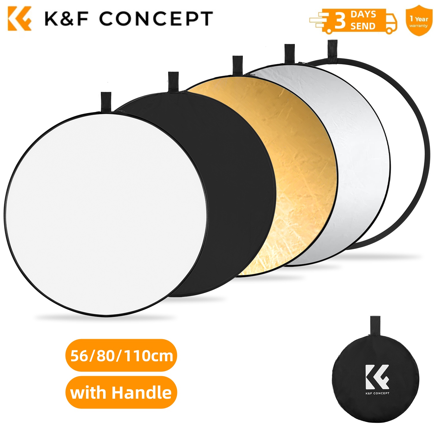 K&F CONCEPT 56/80/110cm 5-in-1 - Photography Lighting Reflectors recension och pris